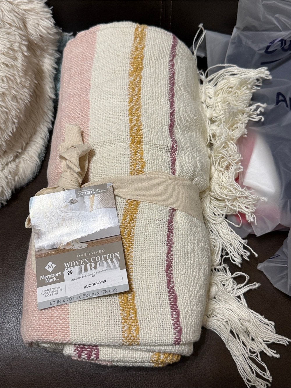 Member's Mark Striped Lounge Throw - Soft & Cozy